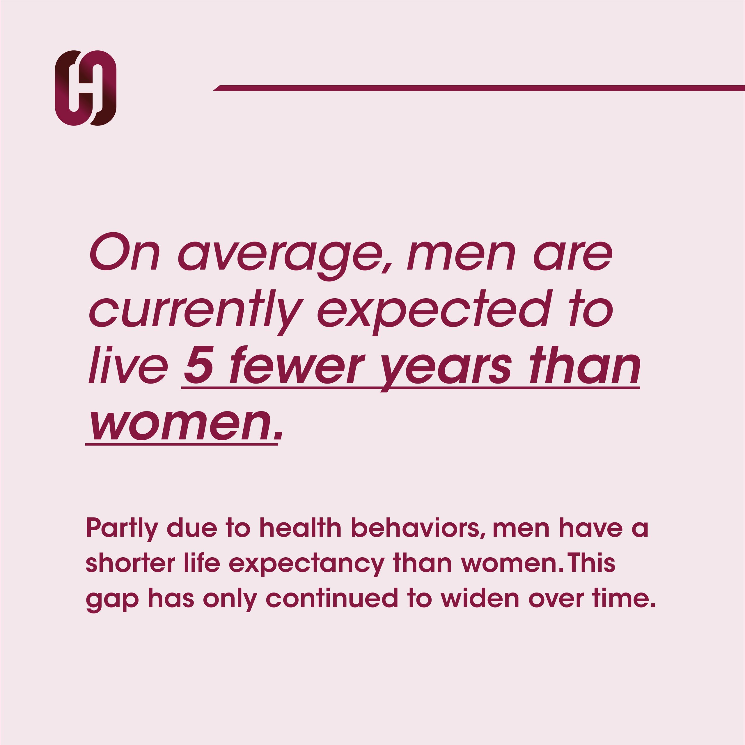 Did you know that men live five to six years less than women?